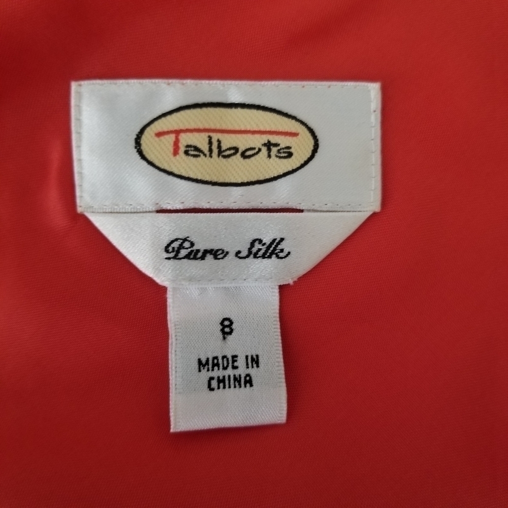 Talbots Pure Silk Coral Maxi Dress Asymmetrical Ruffle Hem Size 8 - Picture 6 of 13